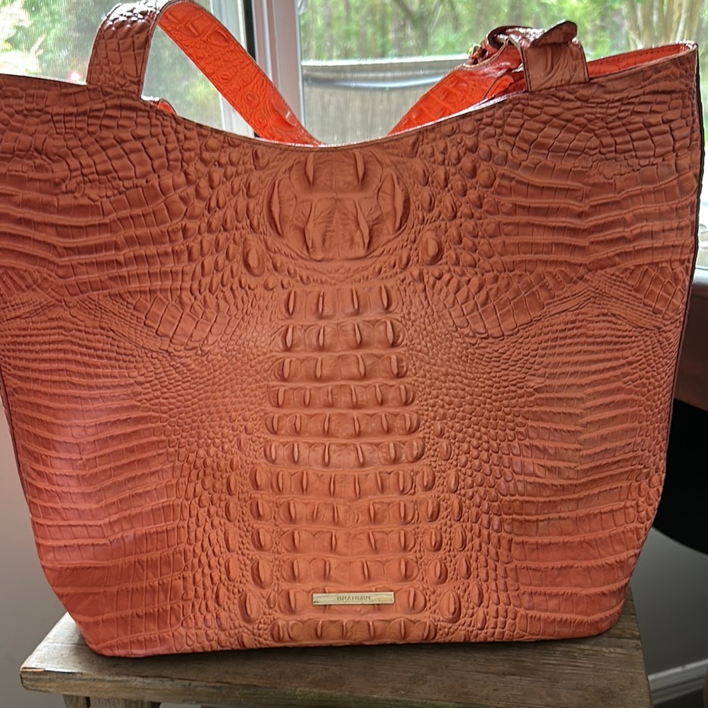 Brahmin Coral Crocodile Embossed Tote